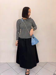 ANI FLOWY BLACK/WHITE MIDI DRESS