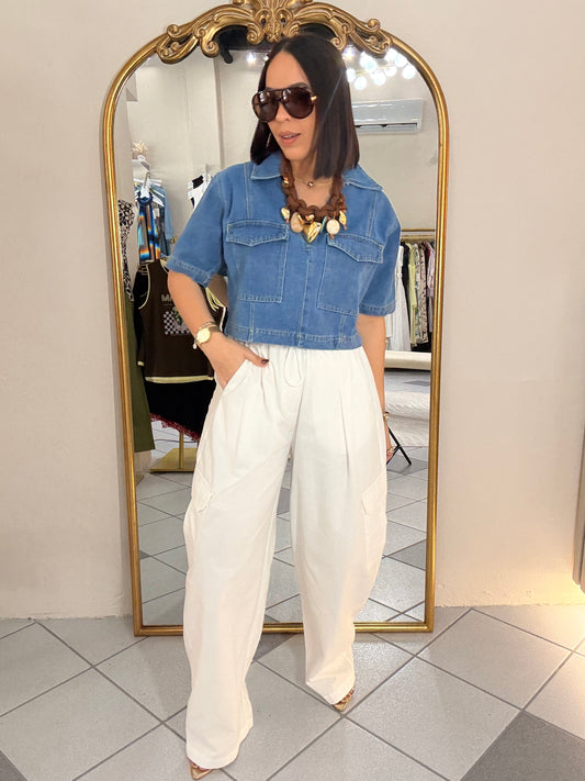 WHITE BARREL PANT