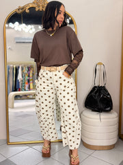 CREMA/ BROWN POLKA DOT BARREL