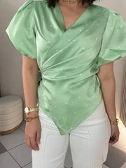 SAGE POLKA DOT TOP