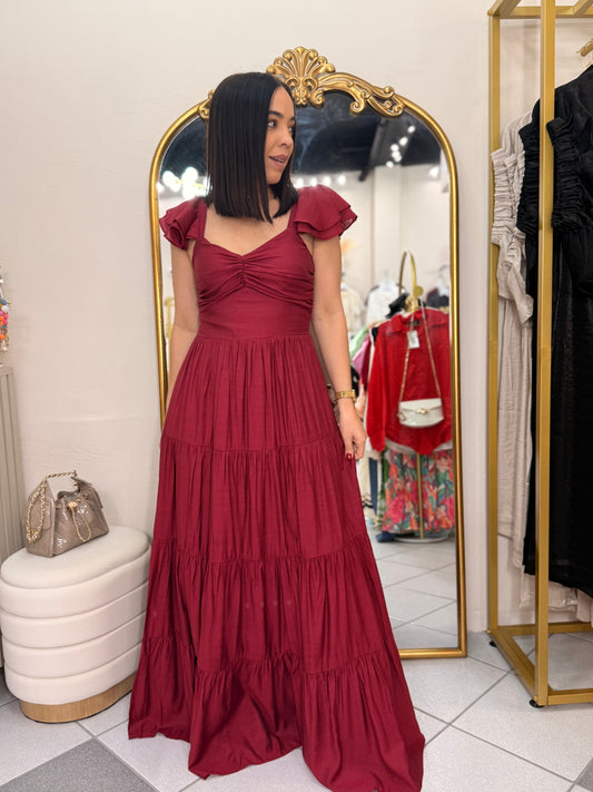 PAULA" BURGUNDY DRESS