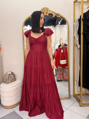 PAULA" BURGUNDY DRESS