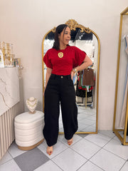 NEISHA " BLACK   BARREL PANTS