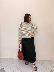 ANI FLOWY WHITE/ BLACK MIDI DRESS
