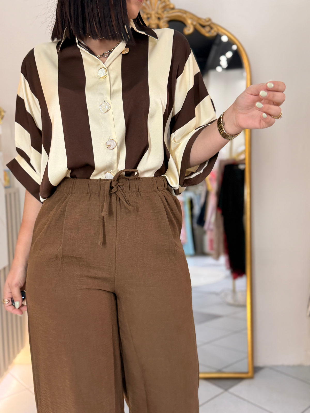 BROWN/BEIGE ELEGANTE TOP
