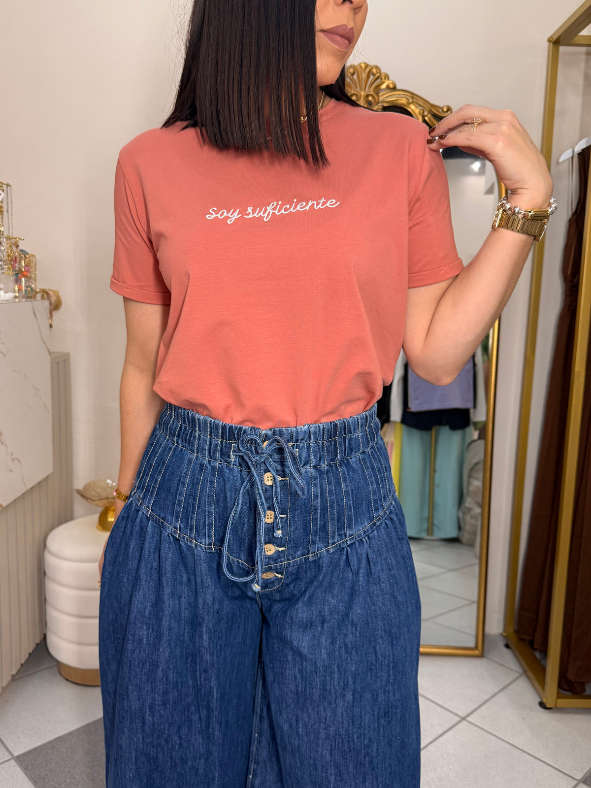 SOY SUFICIENTE TSHIRT PEACH