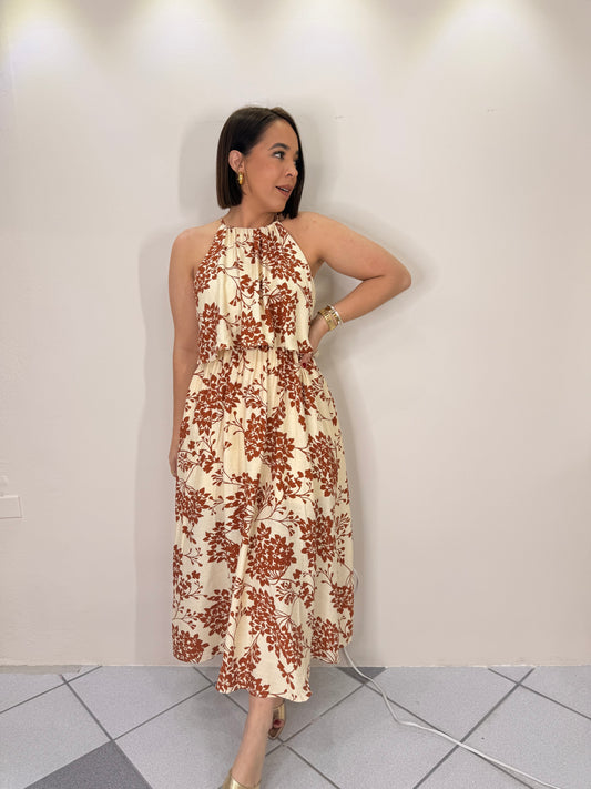 LESLIE WINE MIDI DRESS