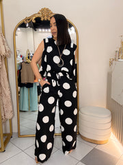LIANA” BLACK POLKA DOT SET DOS PIEZA