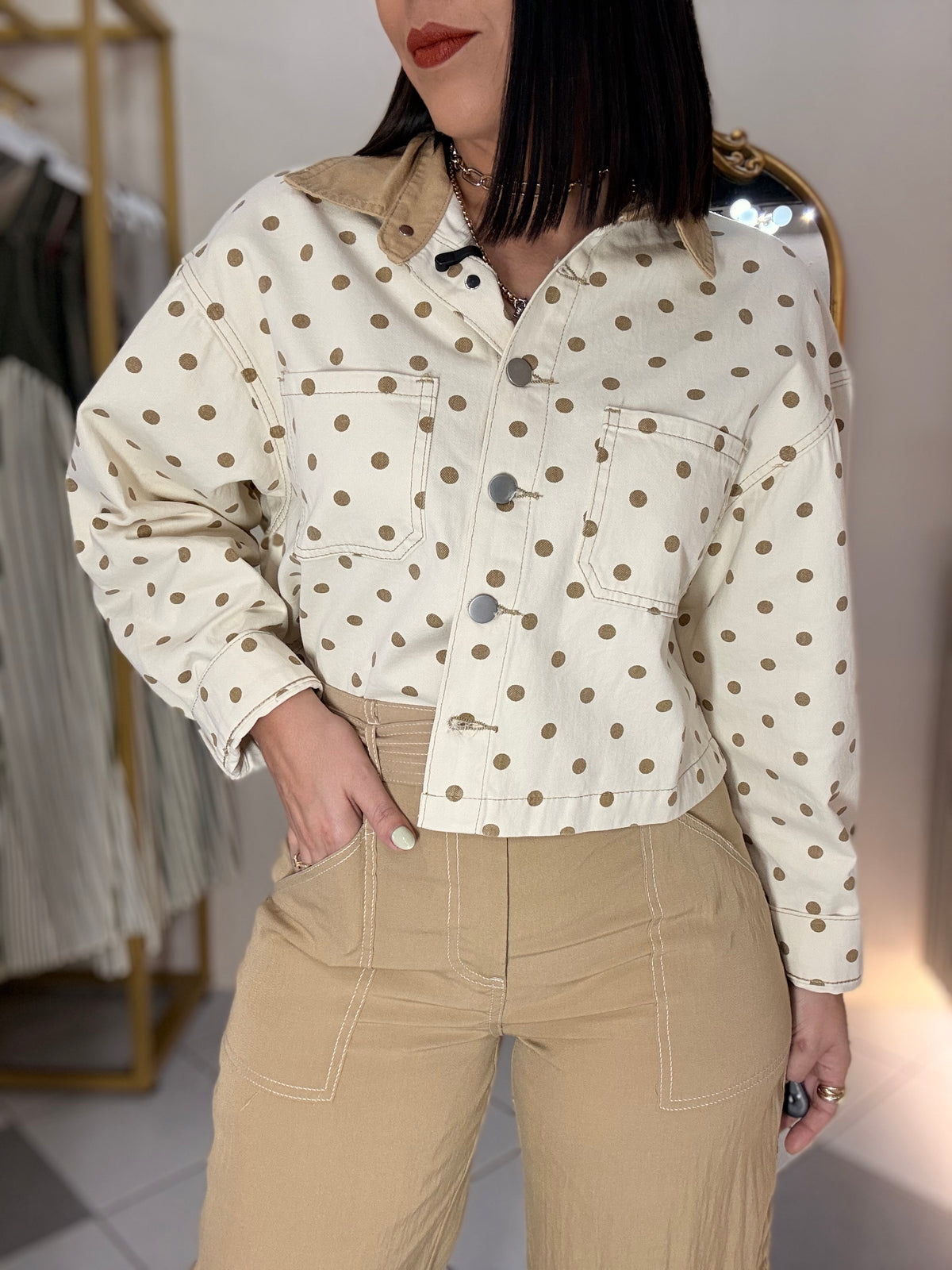 JACKET CAMEL POLKA DOT