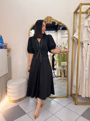 SACHA" BLACK MIDI DRESS