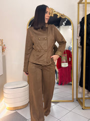 BROWN SET DOS PIEZAS EN SUEDE