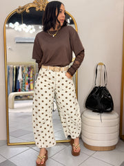 CREMA/ BROWN POLKA DOT BARREL