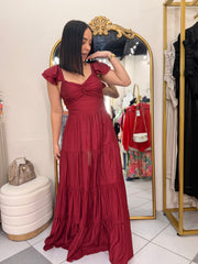 PAULA" BURGUNDY DRESS