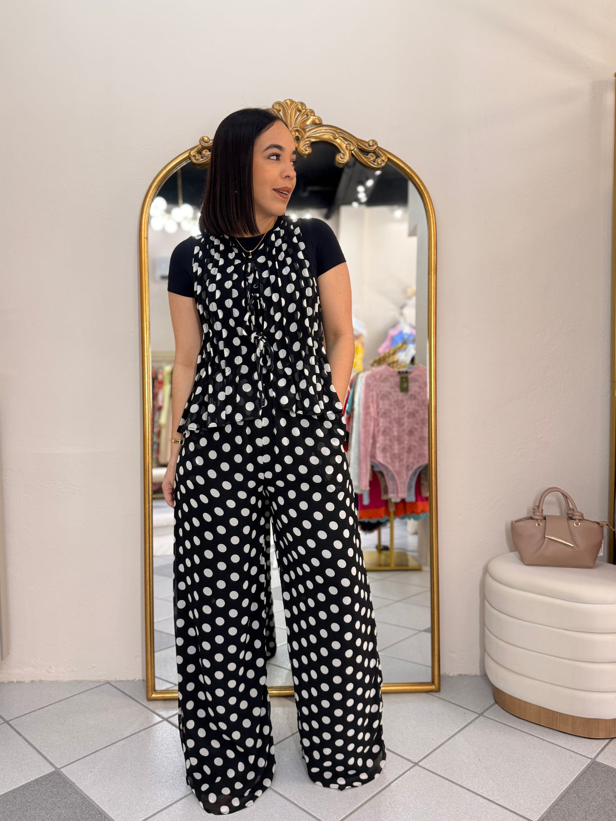 BLACK POLKA DOT SET