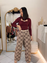 FRAN” BEIGE  BARREL PANTS
