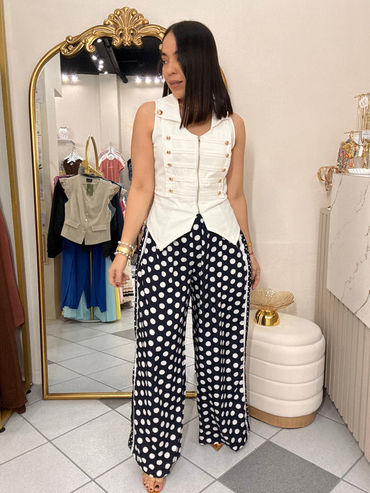 PANTALON NAVY POLKA DOT