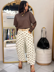 CREMA/ BROWN POLKA DOT BARREL