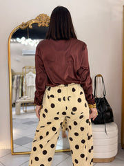 LAZO BEIGE/BROWN  POLKA DOT JEANS
