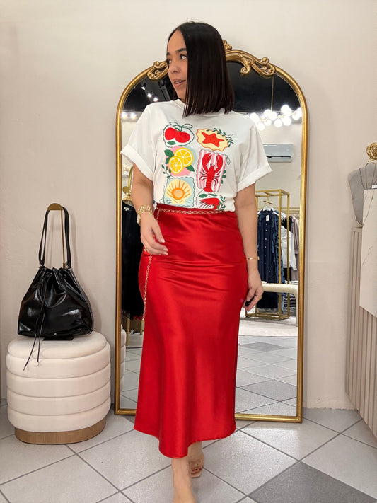 MIDI SKIRT RED