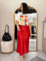 MIDI SKIRT RED