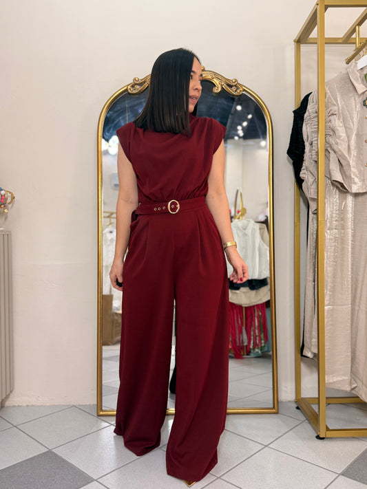 KAREN" BURGUNDY JUMPSUIT