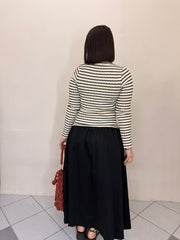 ANI FLOWY WHITE/ BLACK MIDI DRESS