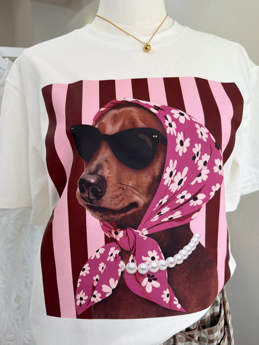 DOG TSHIRT BURGUNDY/PINK