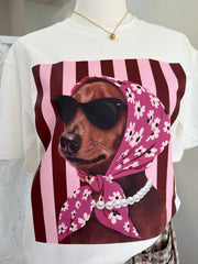 DOG TSHIRT BURGUNDY/PINK