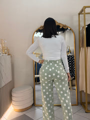 WALESKA" SAGE POLKA DOT PANT