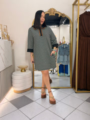 DRESS LINEAS NEGRO/MARRON