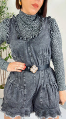 VANESSA-  BLACK  DENIM ROMPER
