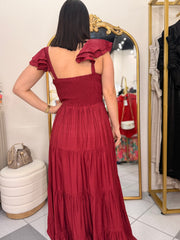PAULA" BURGUNDY DRESS