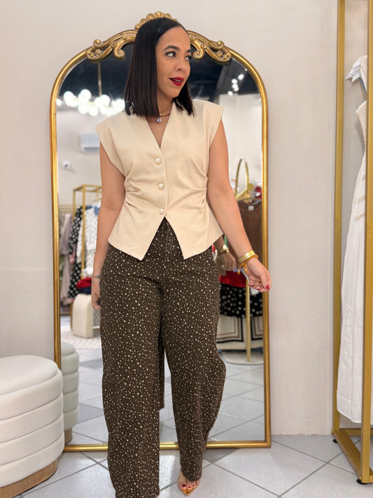 ISA " BROWN   BARREL PANTS