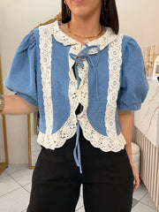 AVANA DENIM LACE TOP