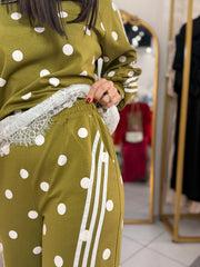 OLIVE SET POLKA DOT