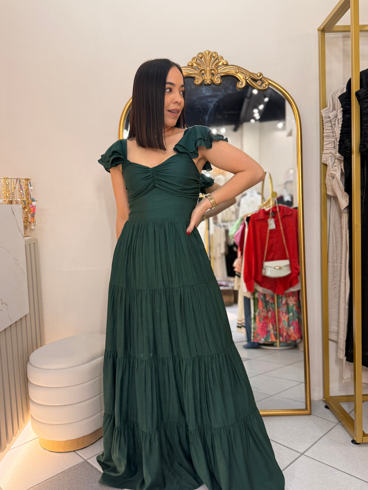 PAULA" HUNTER GREEN DRESS
