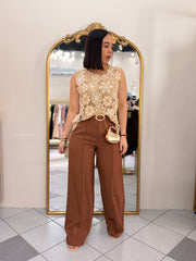 CROCHET TOP BEIGE