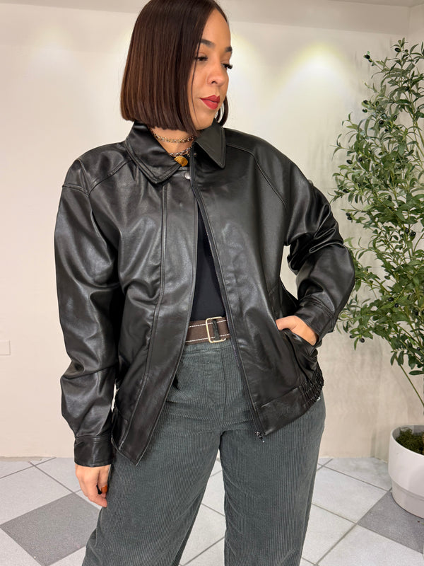 BLACK LEATHER JAQUET