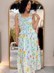 FRUIT BLUE MIDI DRESS
