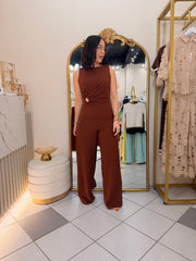CARLINA" BROWN JUMPSUIT