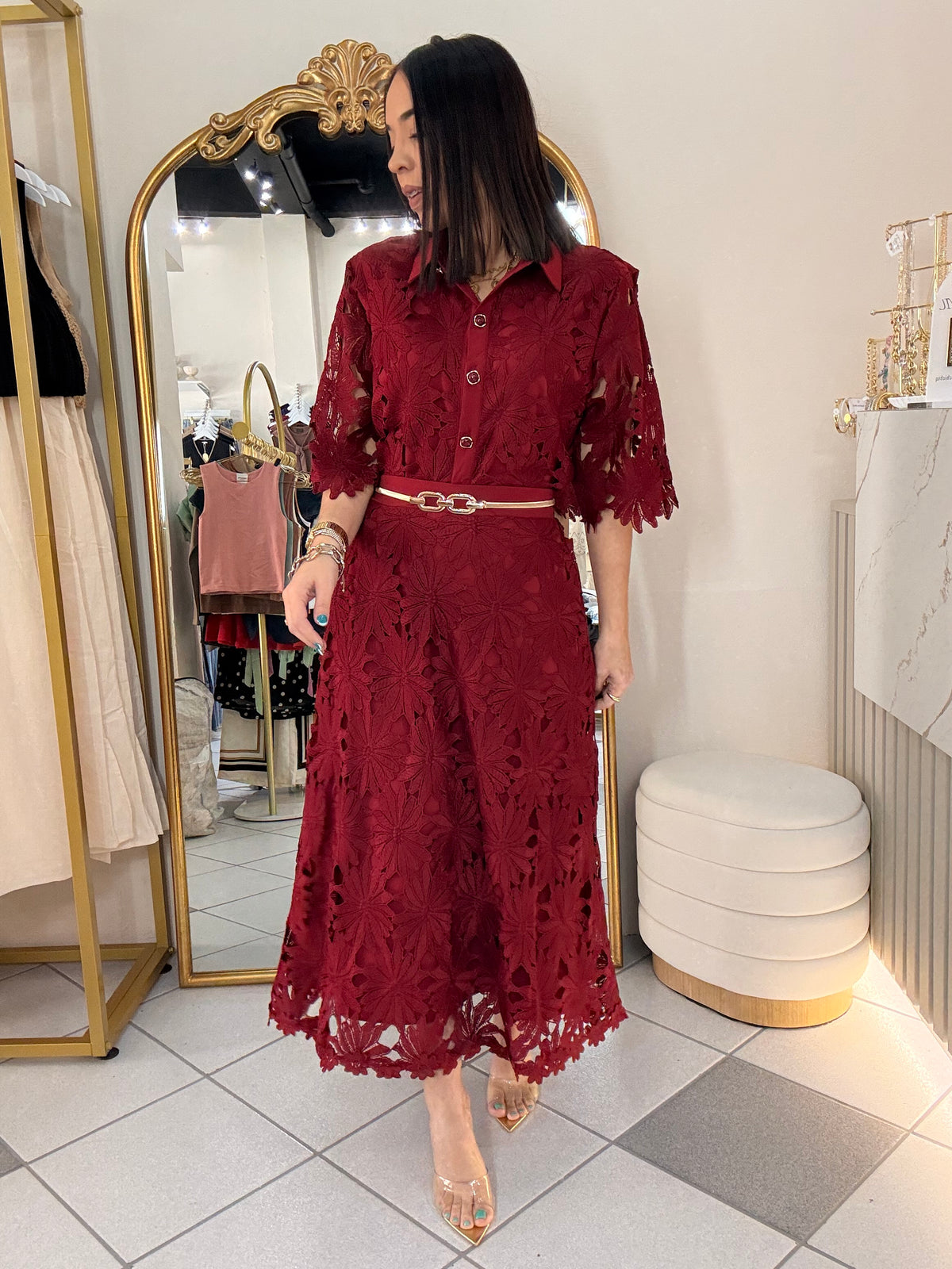 BURGUNDY ELEGANTE SET FALDA Y TOP