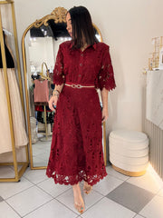 BURGUNDY ELEGANTE SET FALDA Y TOP
