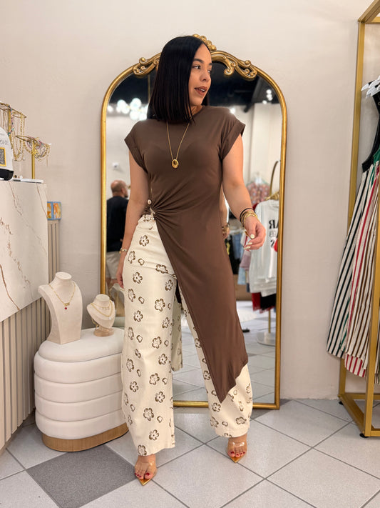 BLUSA  BROWN ASIMÉTRICA