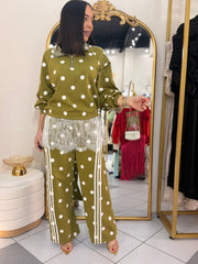 OLIVE SET POLKA DOT