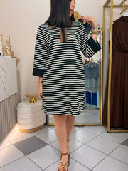 DRESS LINEAS NEGRO/MARRON