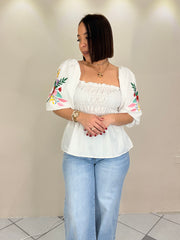 PUFF FLORY WHITE  TOP
