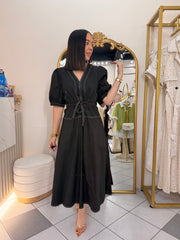 SACHA" BLACK MIDI DRESS