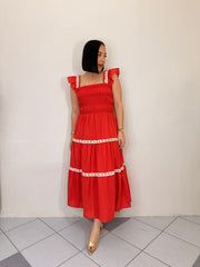 RED MIDI DRESS
