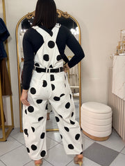 IVE” WHITE POLKA DOT JUMPSUIT