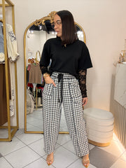 BLACK TRENDY TSHIRT MANGA LACE